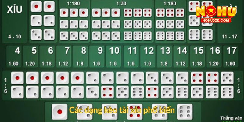 Các dạng kèo tài xỉu phổ biến